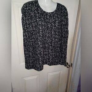 LOFT Black and White Floral Blouse Size S